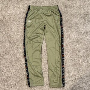 Kappa Olive Track Pants with Black & Orange Logo Tape